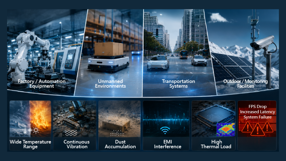 Infographic of harsh environmental challenges in industrial applications